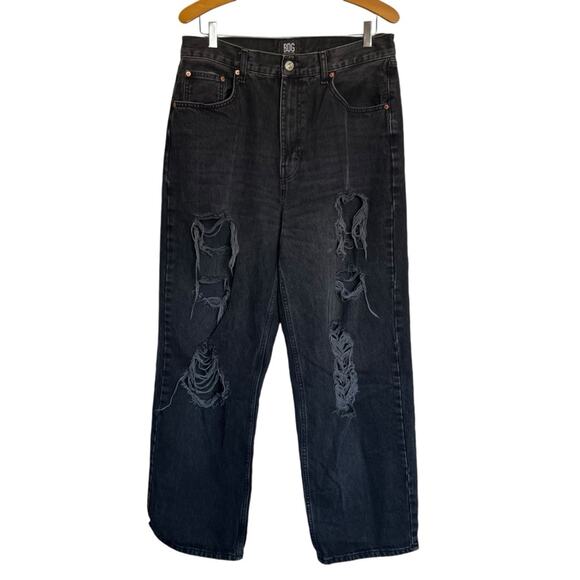 BDG Urban Outfitters High Rise Baggy Jeans Distressed Black Denim Pants Size 32 - Picture 1 of 8